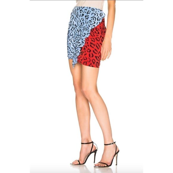 A.L.C. Geller Animal Print Mini Skirt Multicolor Red Blue Black Womens 4 - Picture 12 of 13